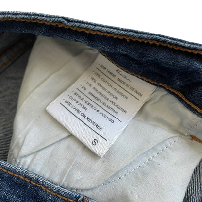 Kancan Dark Wash Distressed High Rise Mini Jean Shorts