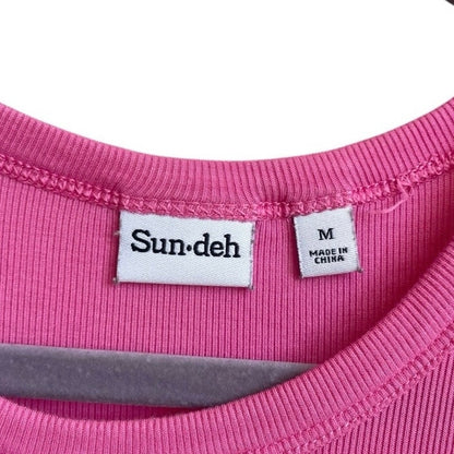 Sun-deh Pink Cropped Ribbed Tank Top