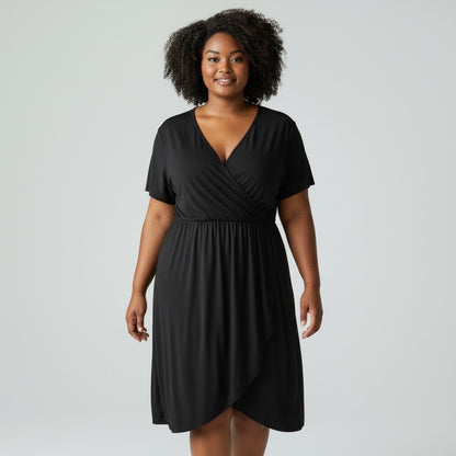 Star Vixen Black A-Line V-Neck Mini Dress