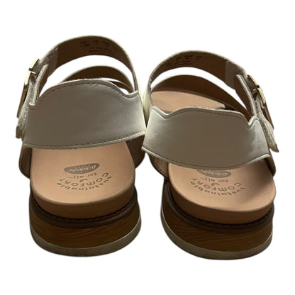 Dr. Scholl's Island Glow White & Beige Faux Leather Strappy Sandals