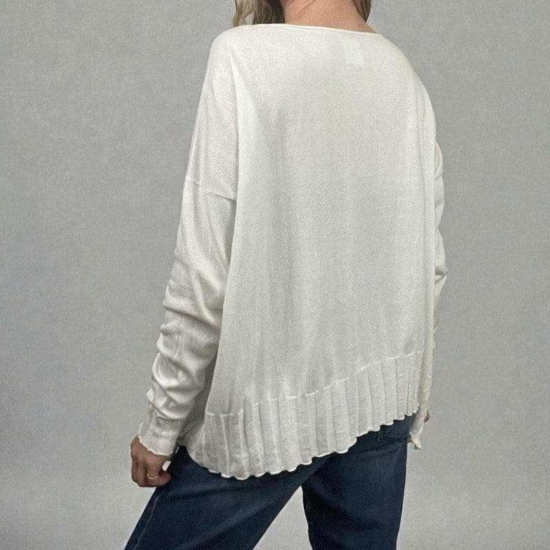 Planet White Long Sleeve Ribbed Hem Top