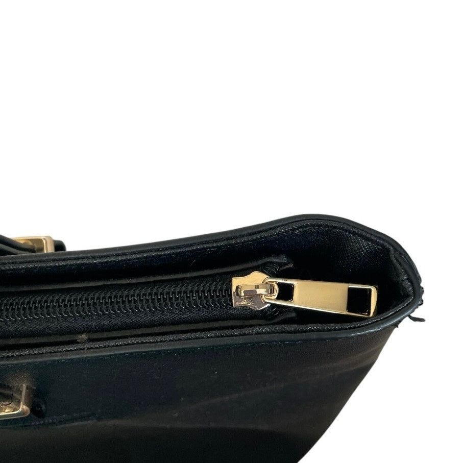 LoveVook Black Faux Leather Structured Tote Bag