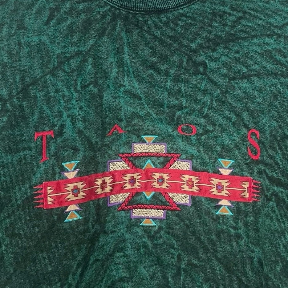 Vintage 90s Early Man Images Taos Embroidered Crewneck Sweatshirt
