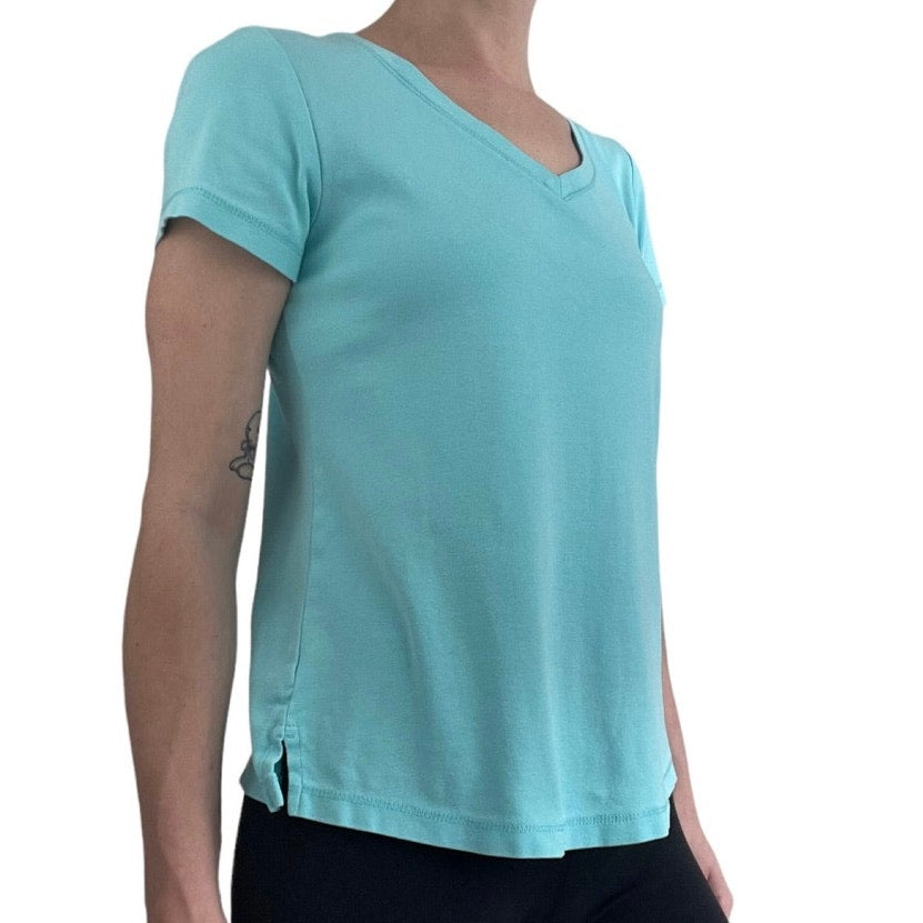 J. Jill Light Blue Perfect Pima Cotton Short Sleeve V-Neck Tee