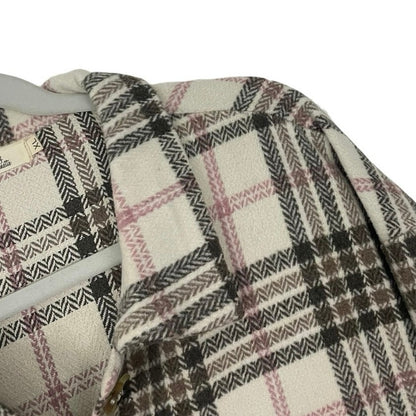 Blushing Brunette Neutral Plaid Button Down Jacket