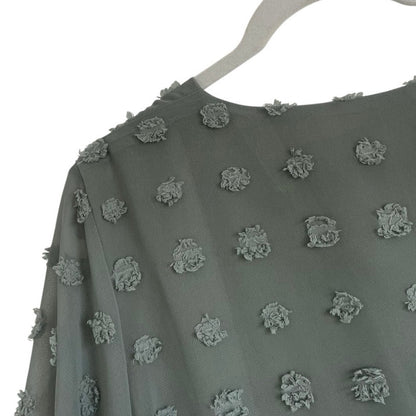 Sage Green Swiss Dot Sheer Ruffle Flutter Sleeve V-Neck Mini Dress