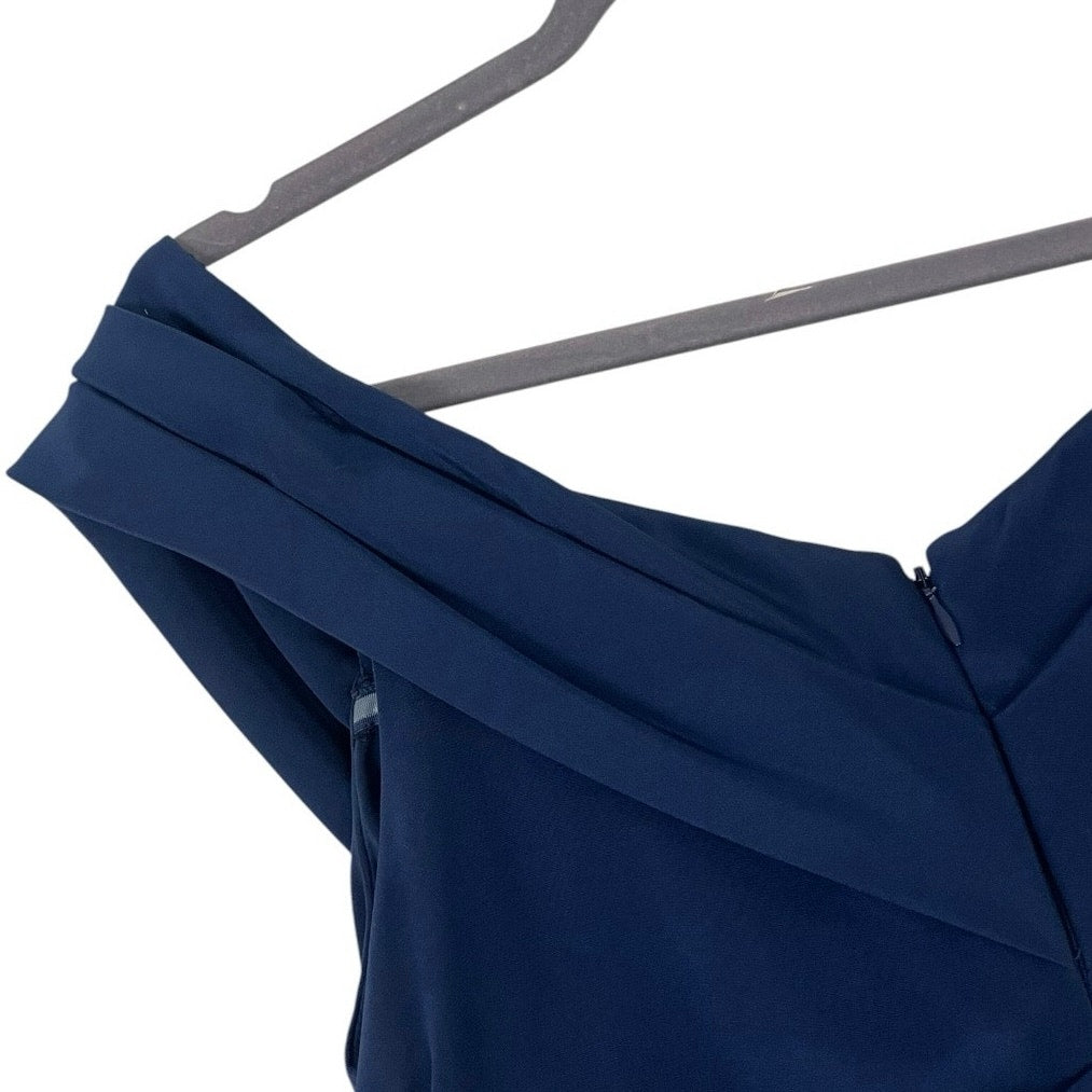 Nicole Miller Blue Draped Ruched Cowl Neck Bodycon Mini Dress
