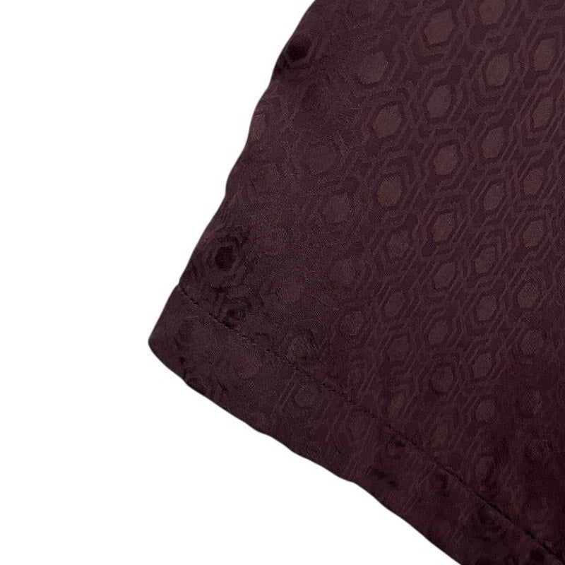 H&M Mens Silky Burgundy Button Down Short Sleeve Shirt