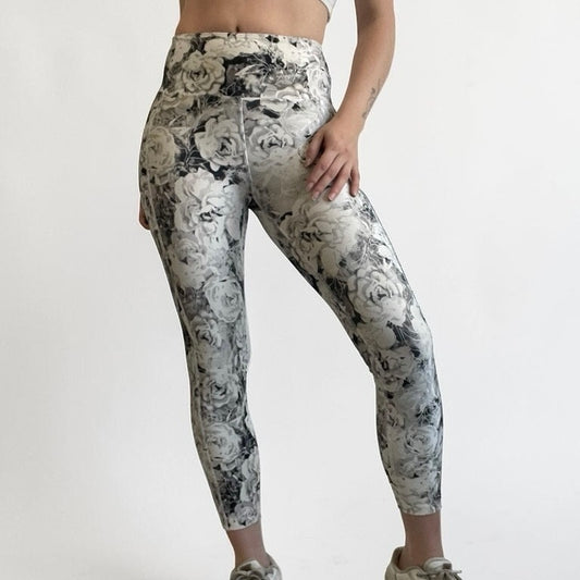 Grey Rose Floral Active Leggings