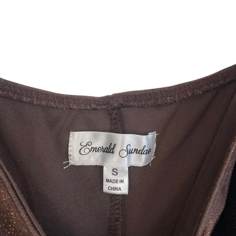 Emerald Sundae Chocolate Brown & Bronze Glitter Bodycon Dress - NEW WITH TAGS