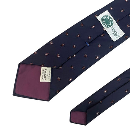 Watch Hill by Berkley Vintage Navy Blue & Red Paisley Silk Mens Neck Tie