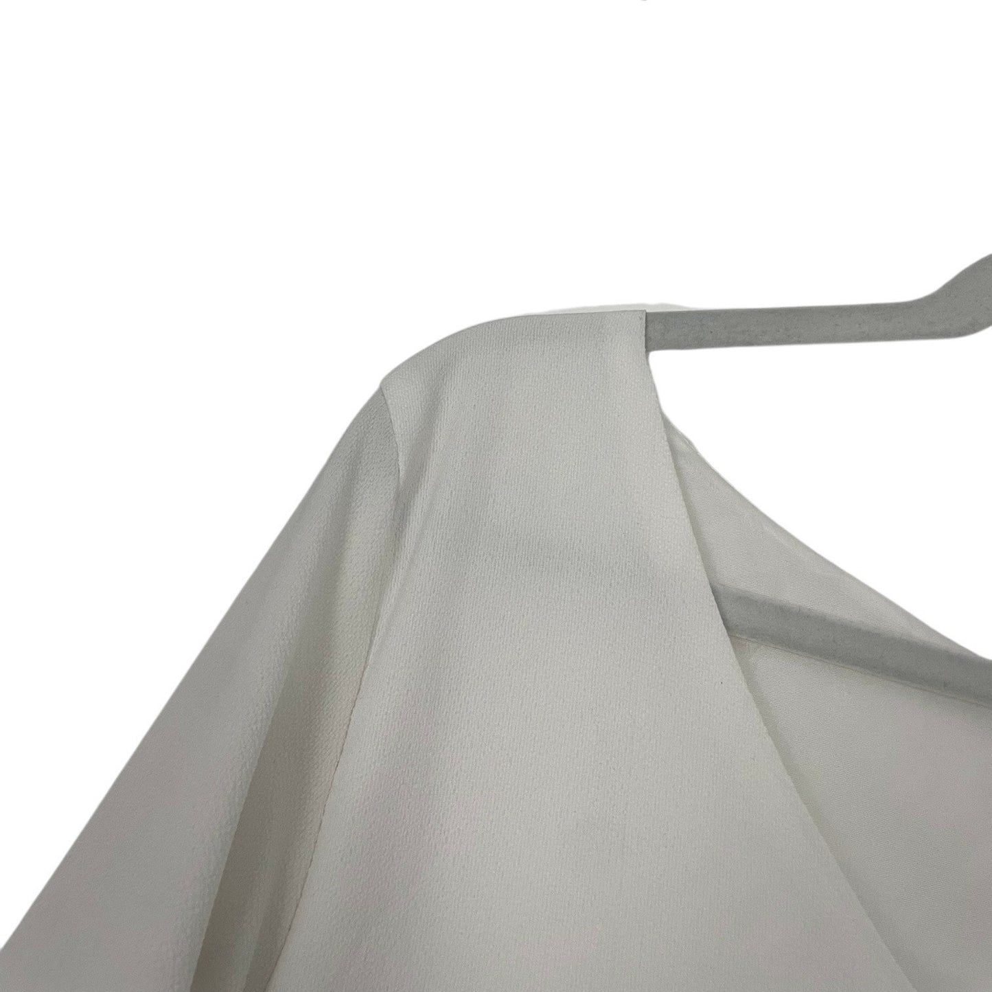 Belongsci Vintage Sheer White Bell Sleeve V-Neck Mini Dress