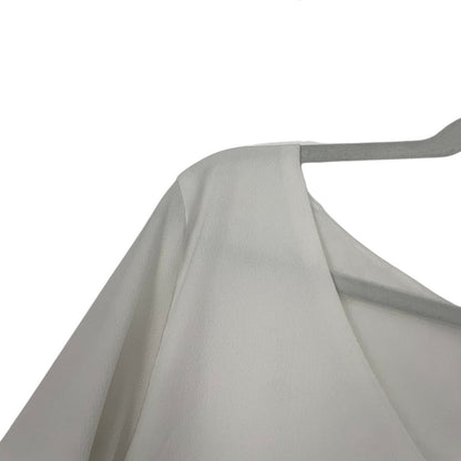 Belongsci Vintage Sheer White Bell Sleeve V-Neck Mini Dress