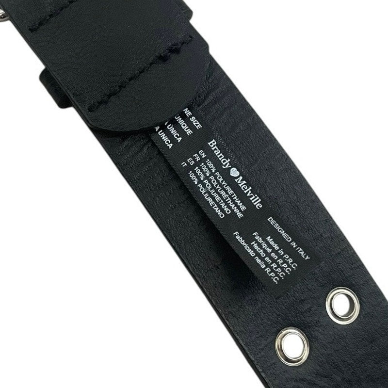 Brandy Melville Black Faux Leather Silver Grommet Belt