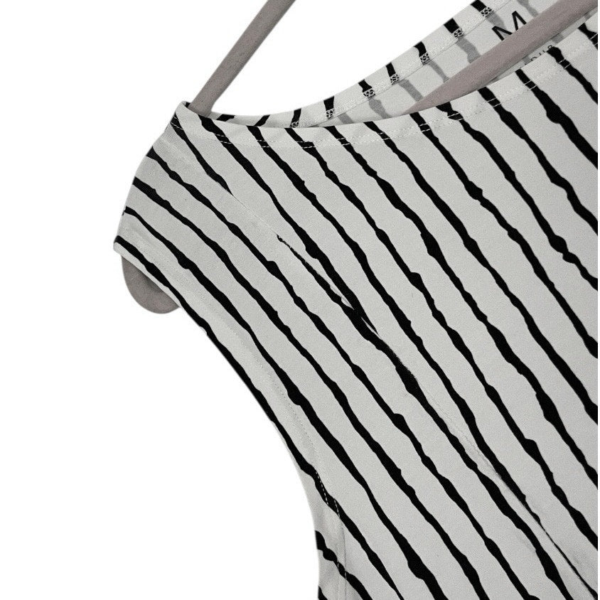 Matthildur Black & White Abstract Striped Midi Dress