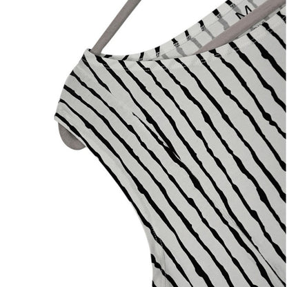 Matthildur Black & White Abstract Striped Midi Dress