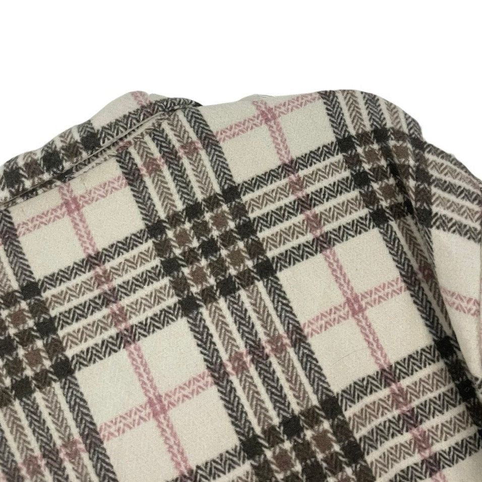 Blushing Brunette Neutral Plaid Button Down Jacket