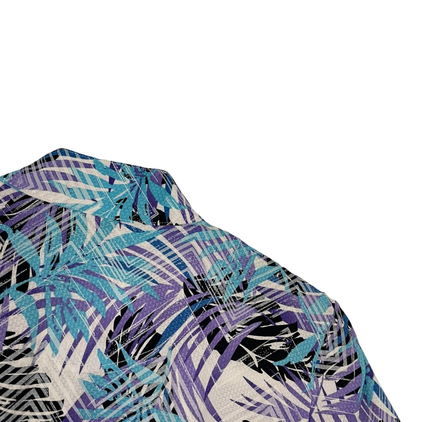 Sport Haley Blue & Purple Tropical Leaf Quarter Zip Active Polo Shirt