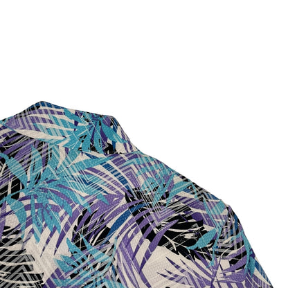 Sport Haley Blue & Purple Tropical Leaf Quarter Zip Active Polo Shirt