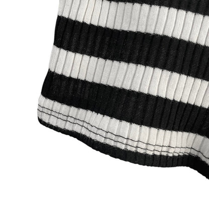 Love Culture Black & White Striped Ribbed Cropped Top