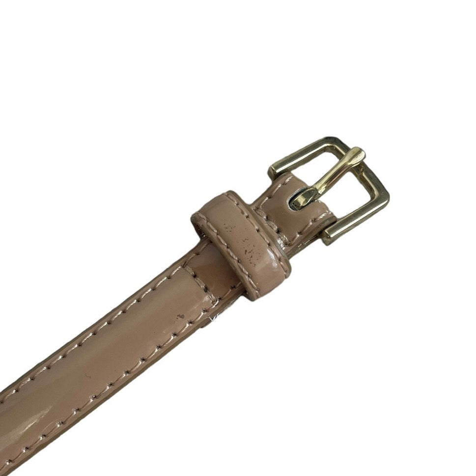 Skinny Beige and Gold Leather Belt