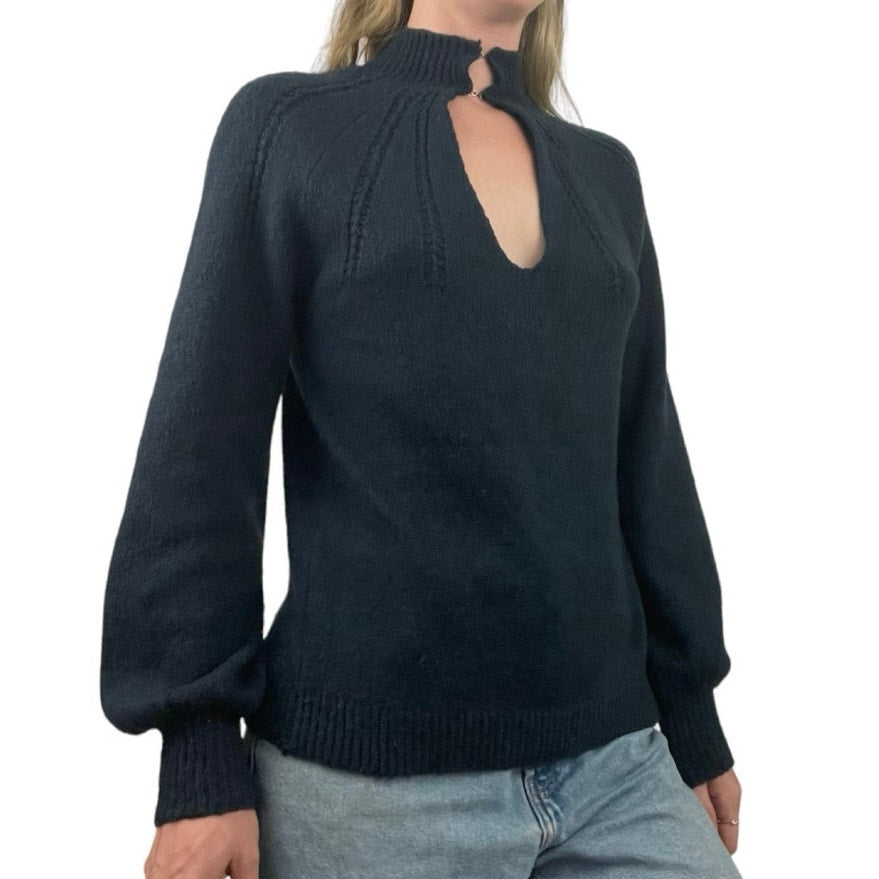 BB Dakota Soft Navy Blue Knit Front Cutout Sweater