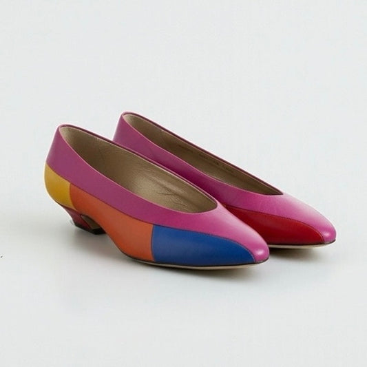 Worthington Vintage 80s Samantha Color Block Leather Heels