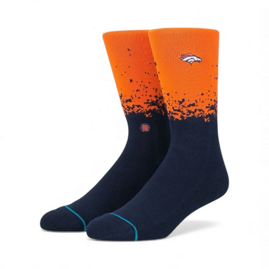 NWT Stance NFL Denver Broncos Logo Fade Navy Blue & Orange Mens Mid-Calf Socks