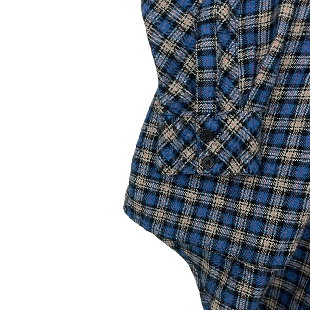 BDG Blue Plaid Oversized Flannel Button Down Top