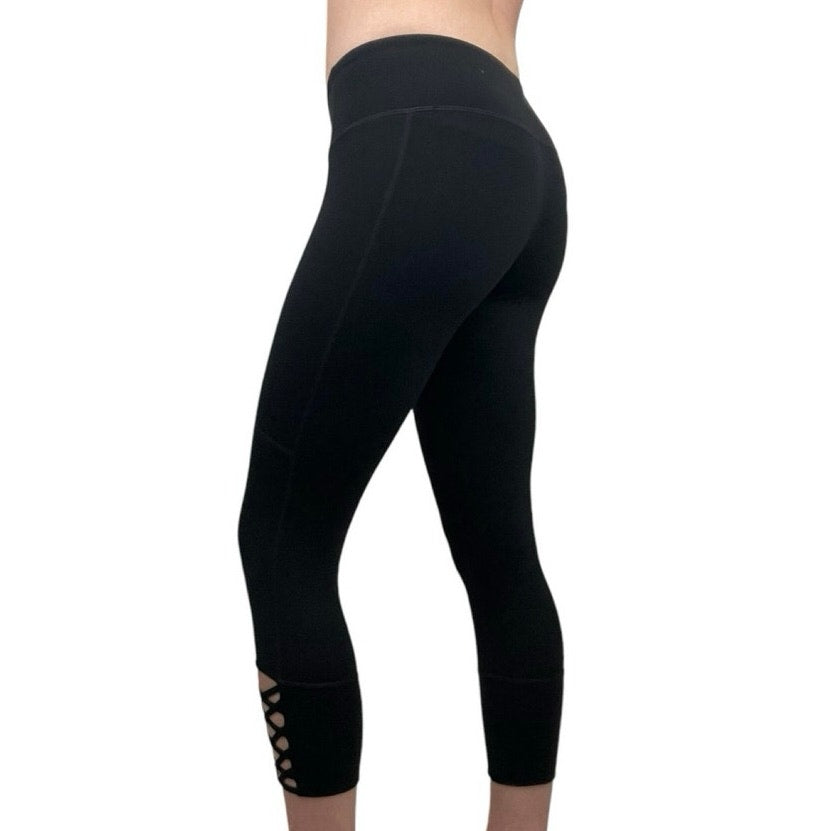 Athleta Black Cutout Ankle Cropped Active Leggings