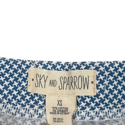 Sky and Sparrow Blue & White Patterned Mini Skirt