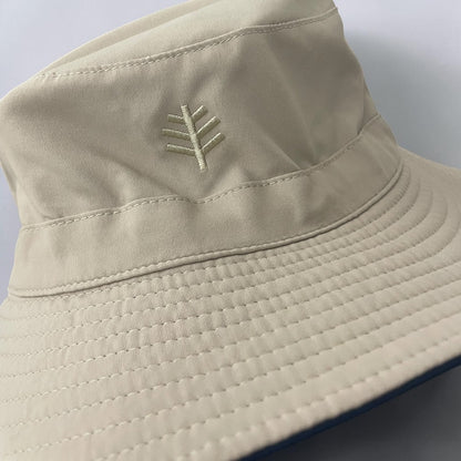 Reversible Navy Blue & Beige Bucket Hat