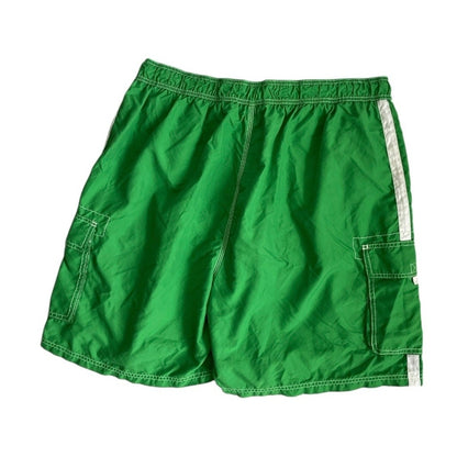 Kanu Surf Mens Green & White Stripe Swim Trunks