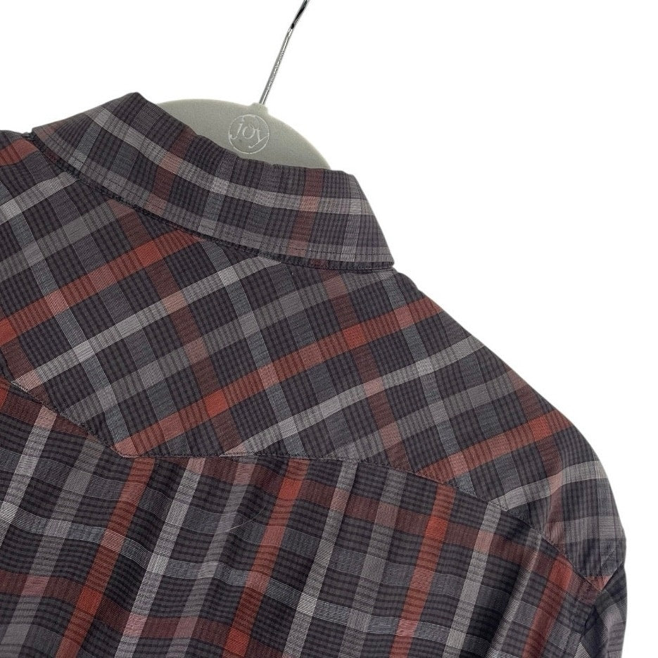 Banana Republic Mens Red & Brown Plaid Long Sleeve Button Down Shirt