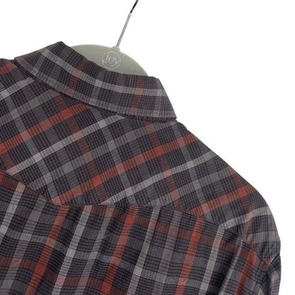 Banana Republic Mens Red & Brown Plaid Long Sleeve Button Down Shirt