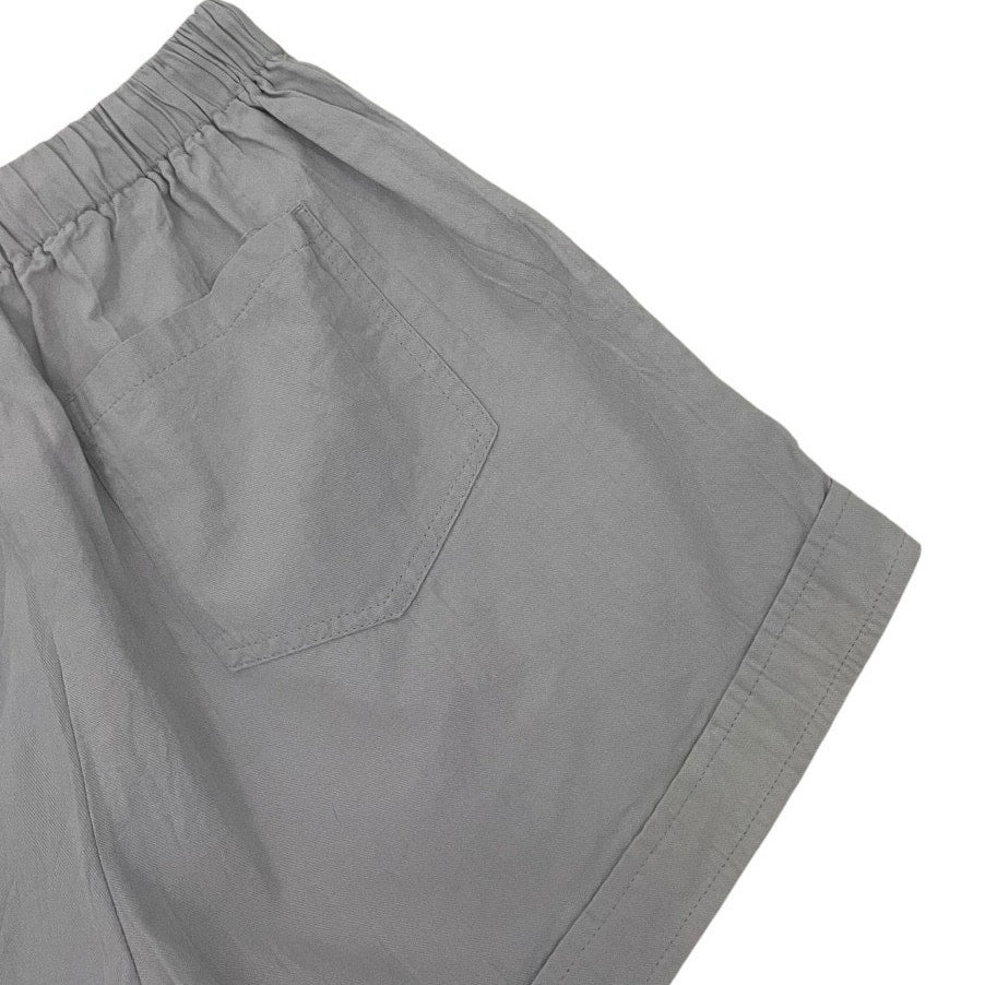 Grey Cotton Drawstring Mini Shorts