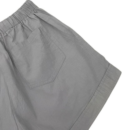 Grey Cotton Drawstring Mini Shorts
