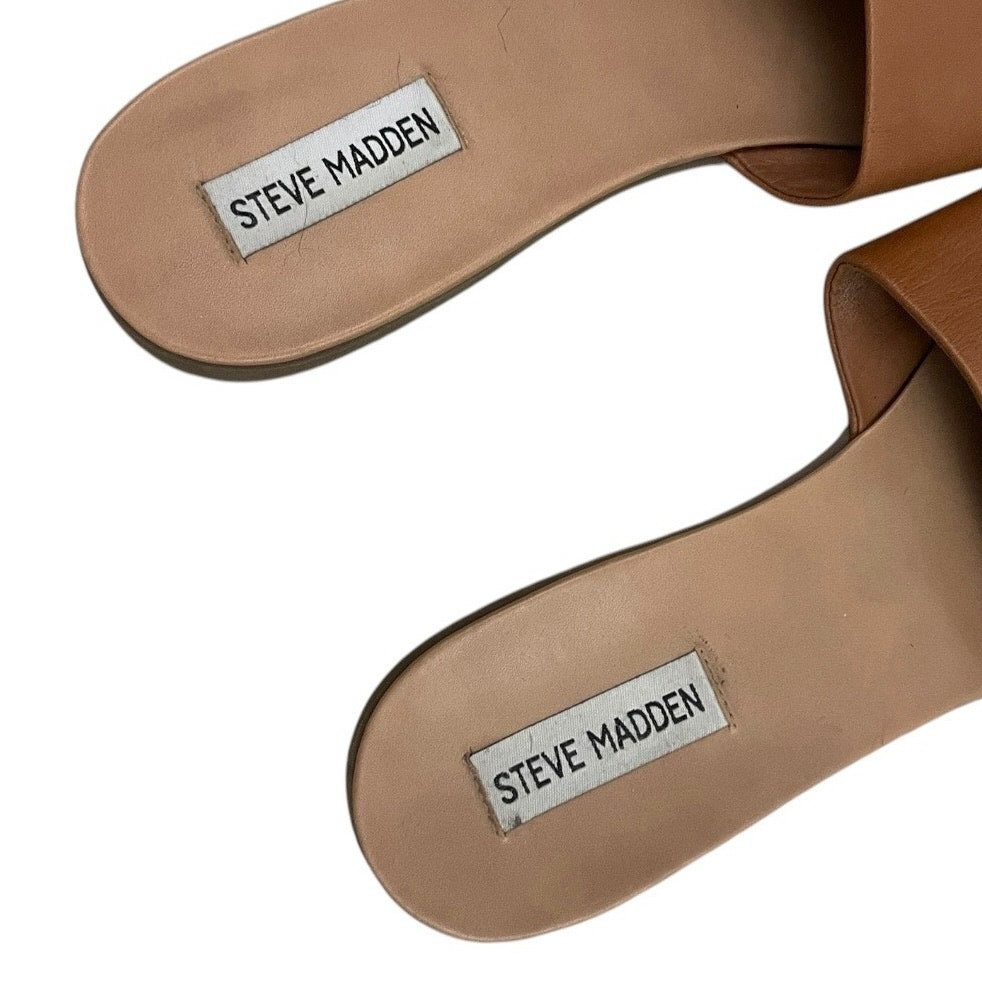 Steve Madden Beige Kailey Leather Slides Sandals