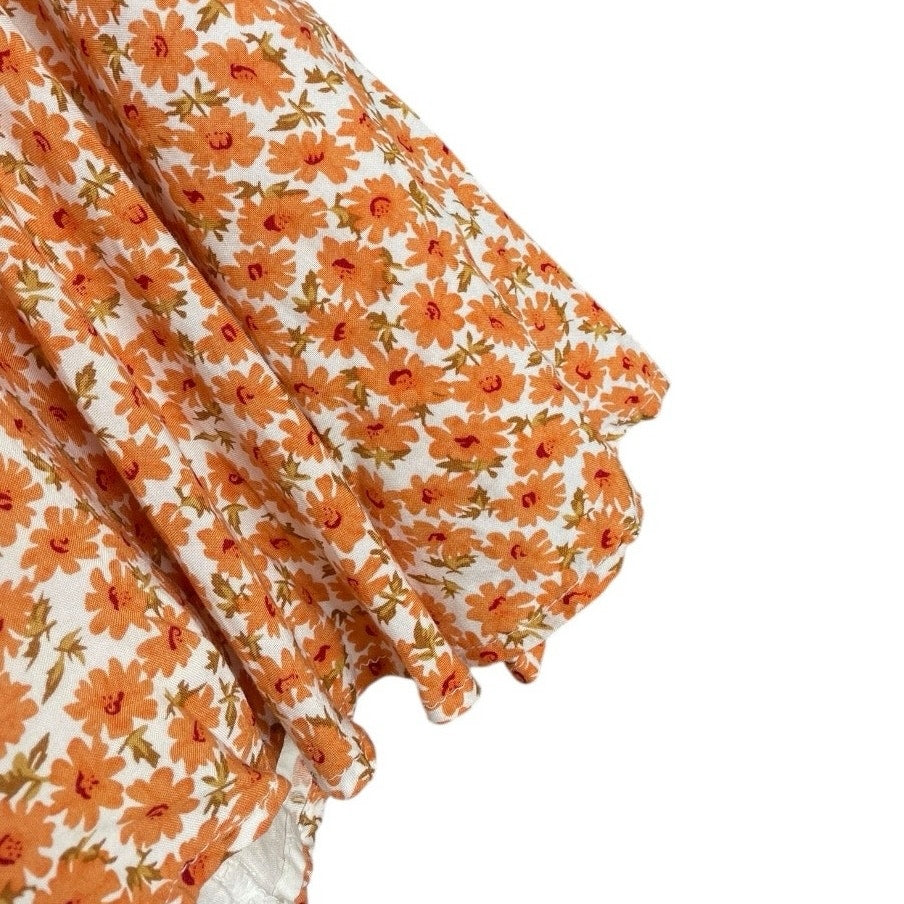 Morning Mist Orange & White Floral A-Line V-Neck Mini Dress