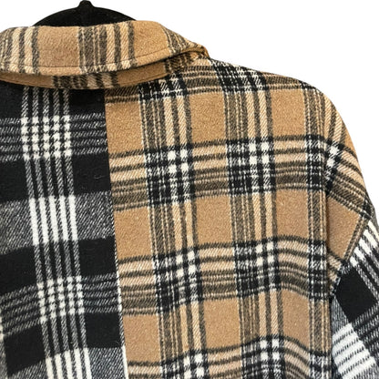 Adika Beige and Black Plaid Button Down Jacket