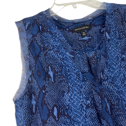 Banana Republic Blue Sheer Snakeskin Print Blouse