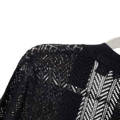 Verve Ami Black Sheer Knit Cardigan Sweater