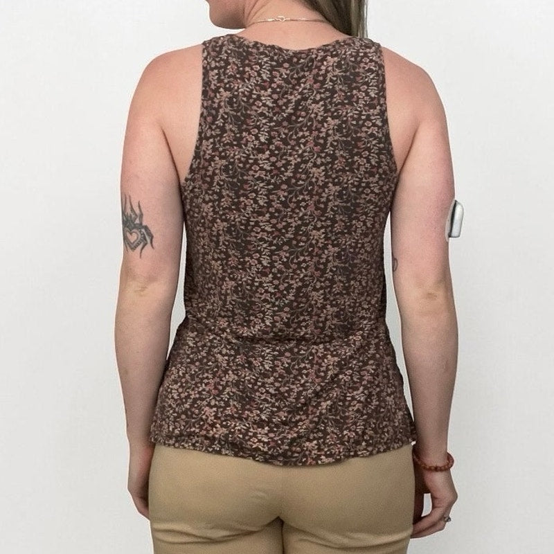 American Eagle Soft & Sexy Brown & Pink Floral Tank Top