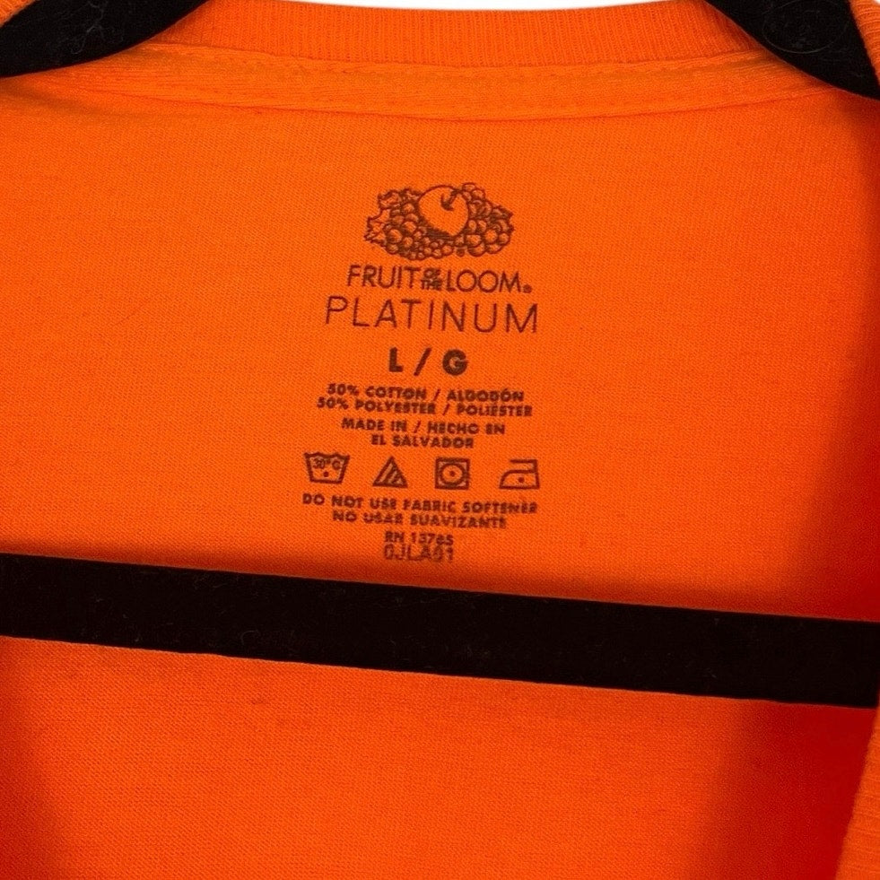 Fruit of the Loom Platinum Neon Vibrant Orange Mens Short Sleeve Tee