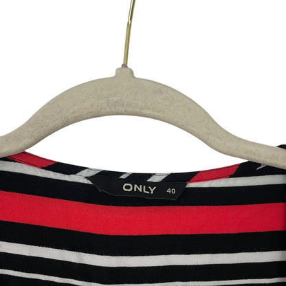 ONLY Red & Black Striped Tie Front Bell Sleeve Top