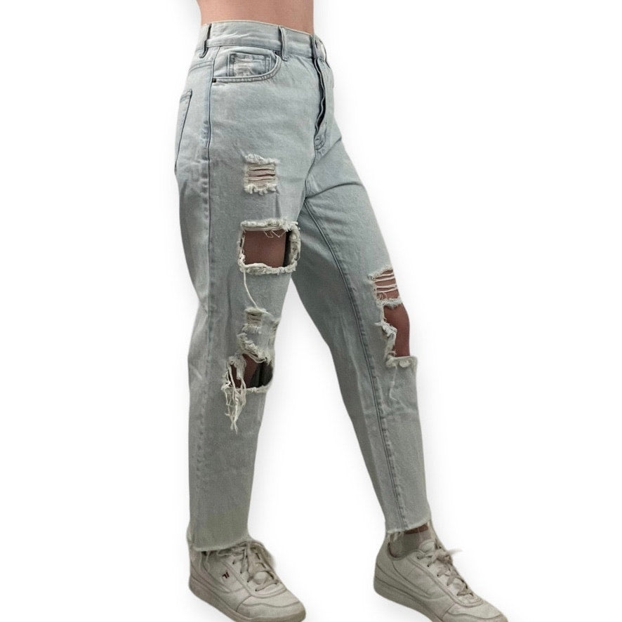 Pacsun Light Wash High Rise Straight Leg Distressed Jeans