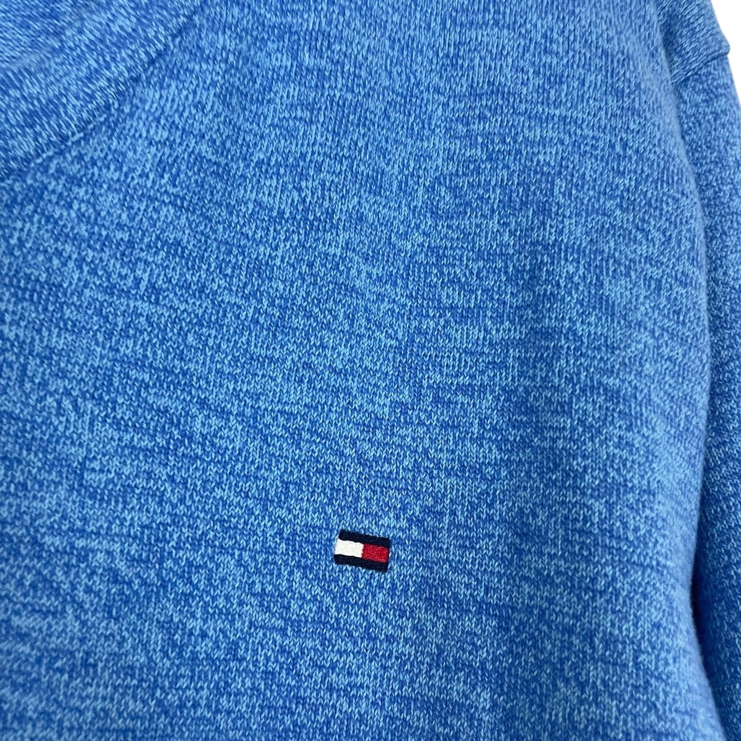 Tommy Hilfiger Mens Blue Premium Cotton V-Neck Sweater