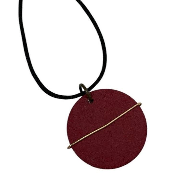 Vintage Red Circle Pendant Necklace