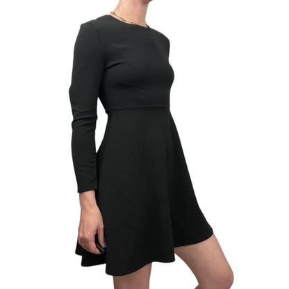 Jusfitsu Black Long Sleeve A-Line Mini Dress