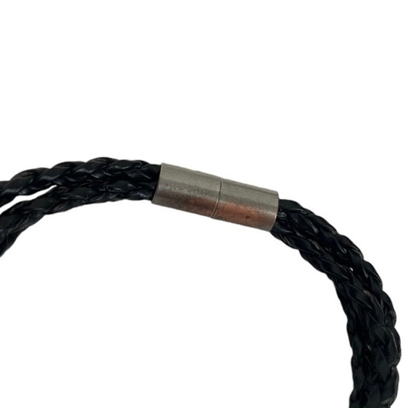 Black Leather Braided Layered Bracelet